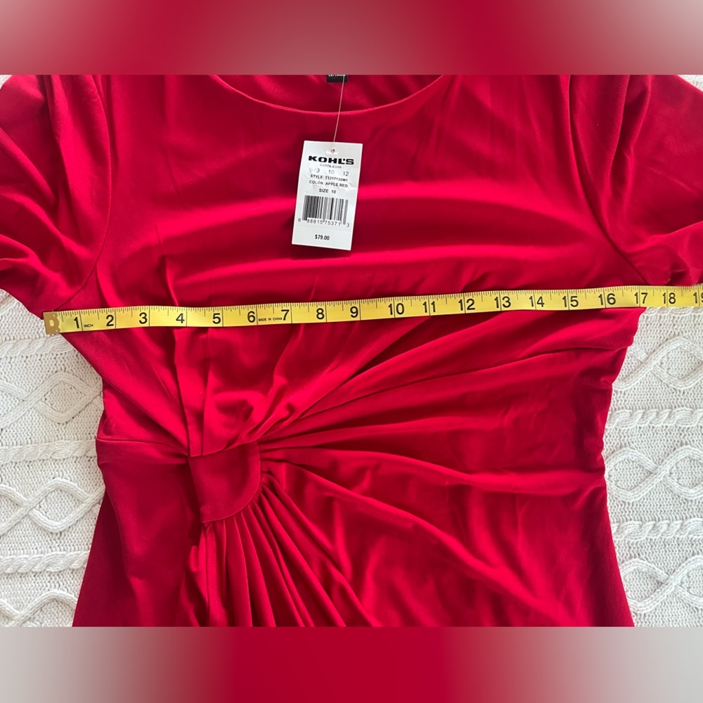 Studio Connection Elegant Red Twist-Detail Women’s Ruffle Sleeve Dress Size 10 - Picture 15 of 16